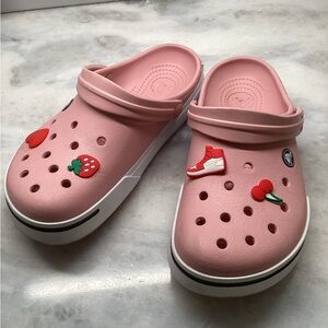 Crocs Pink Clogs with Fun Charms